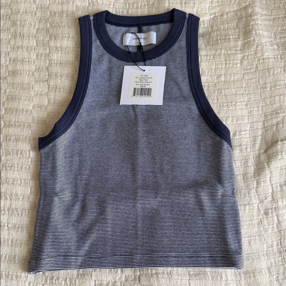 Sold Out NYC The Cropped Not So Basic Tank in Navy Stripe